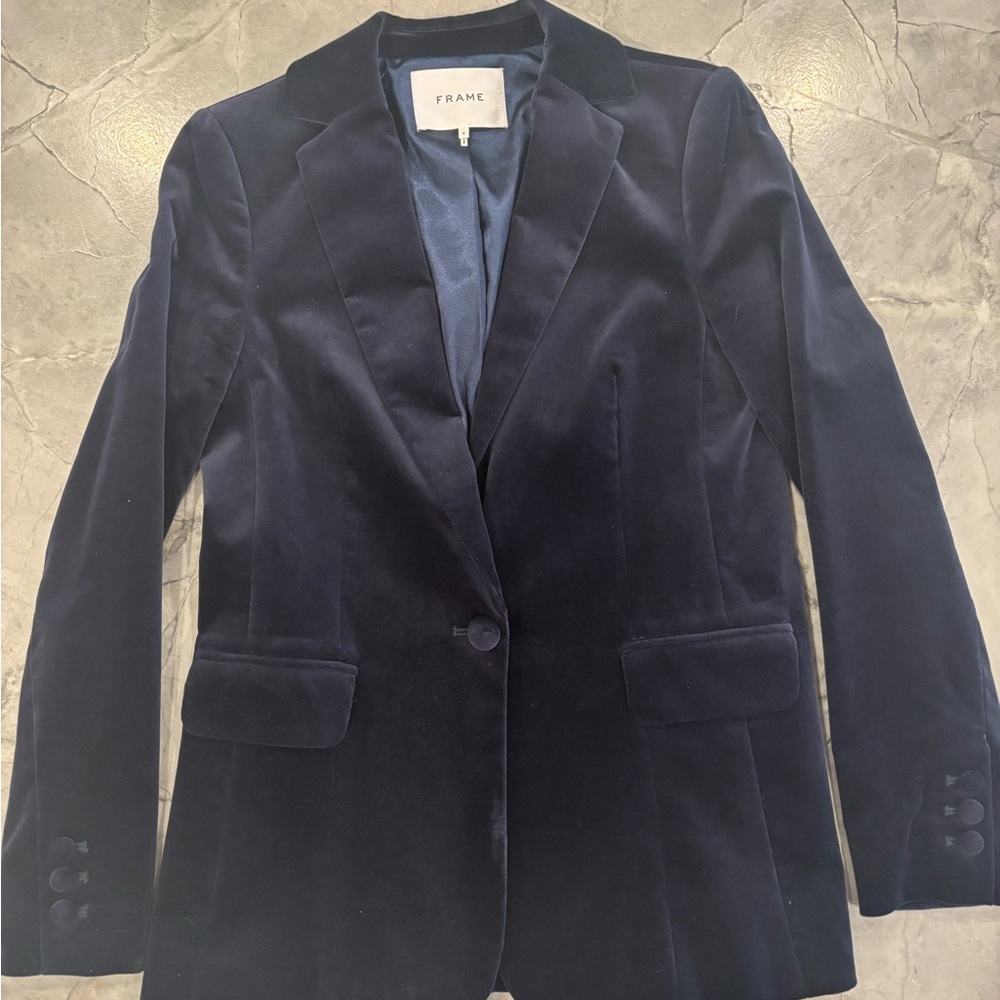 Frame Women's Navy Velvet Blazer
